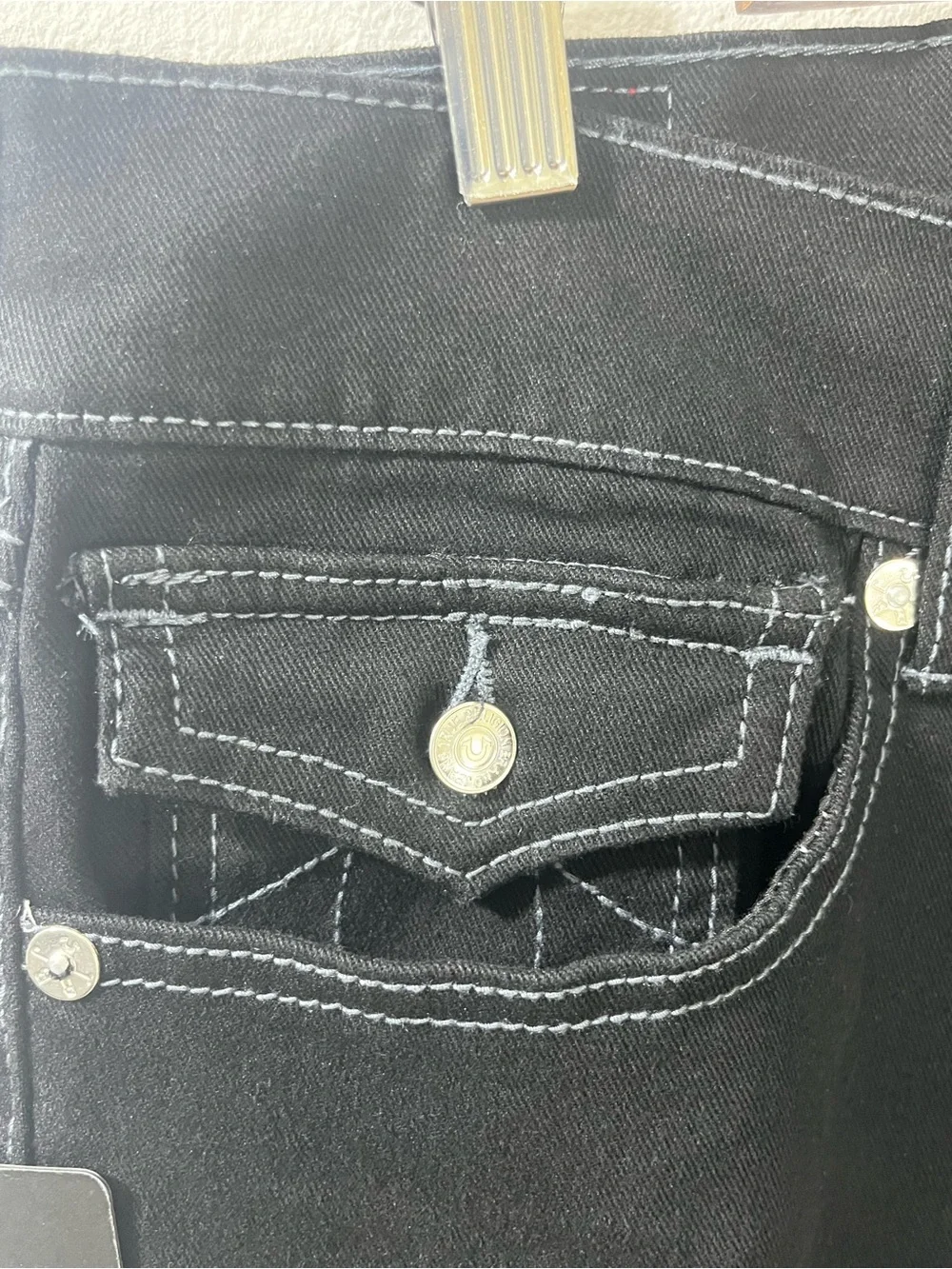 True Religion Ricky SN Flap Relaxed Straight Jeans Men’s 34 34x32 Black NWT